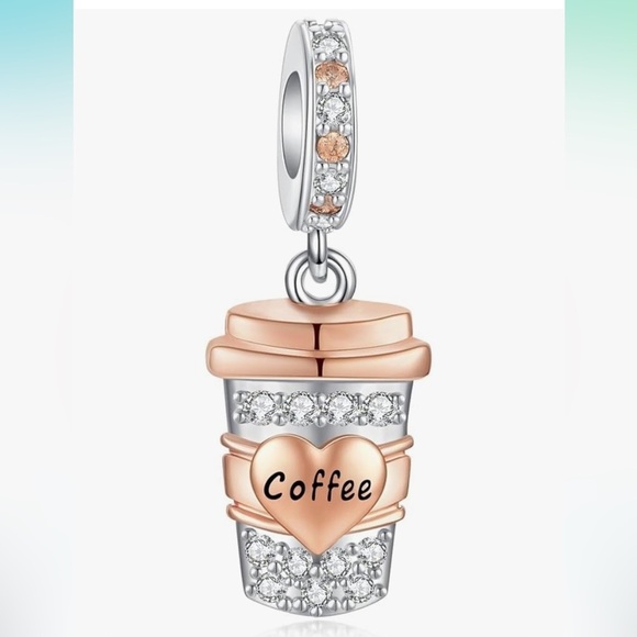 Blinged Coffee silver charm for your Pandora bracelet - Picture 1 of 3